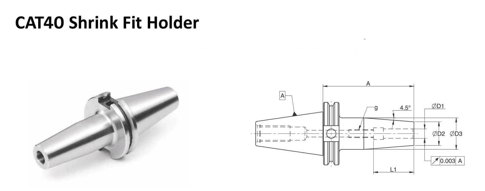 CAT40 SFH 0.187 - 3.74 Shrink Fit Holder (Balanced to G 2.5 25000 rpm)